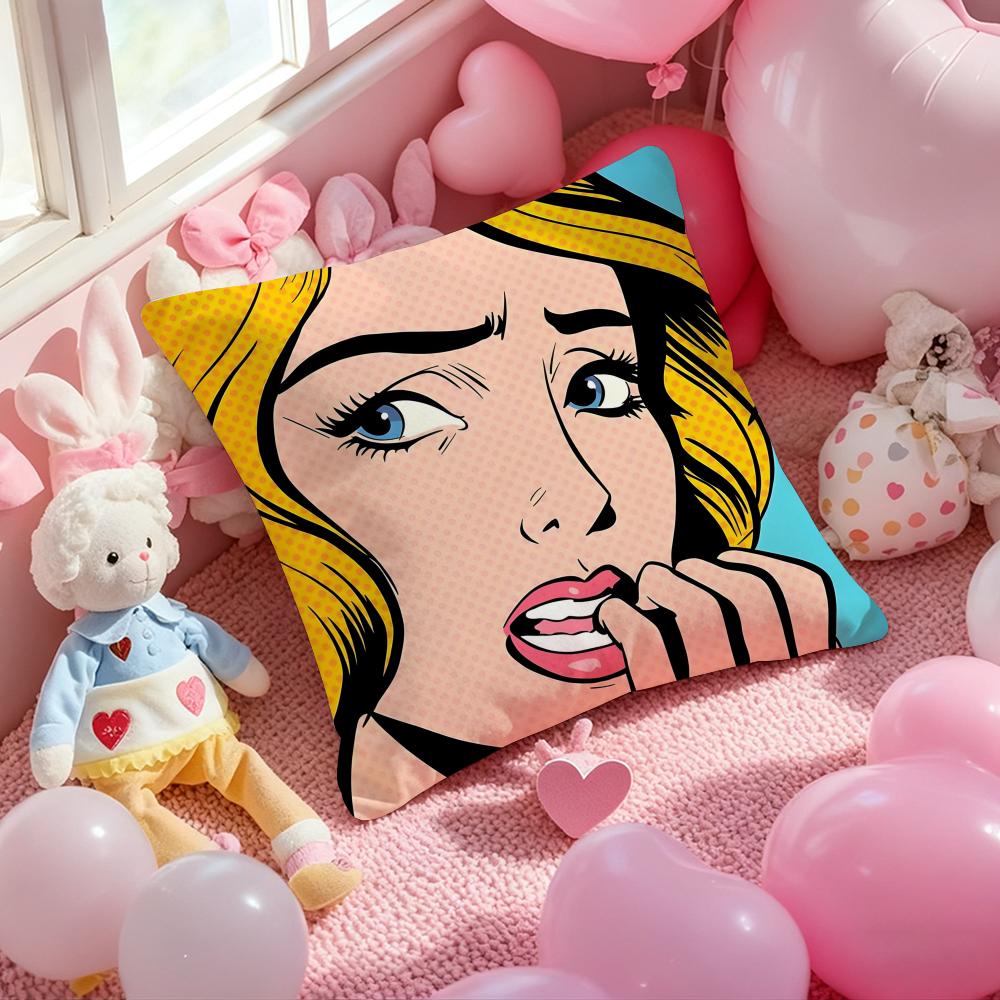 

ART Roy Lichtenstein Cushion Cover Pattern Printed Pillowcase for Living Room Sofa Cushion Cover & Bedroom Decor 12x12Inch