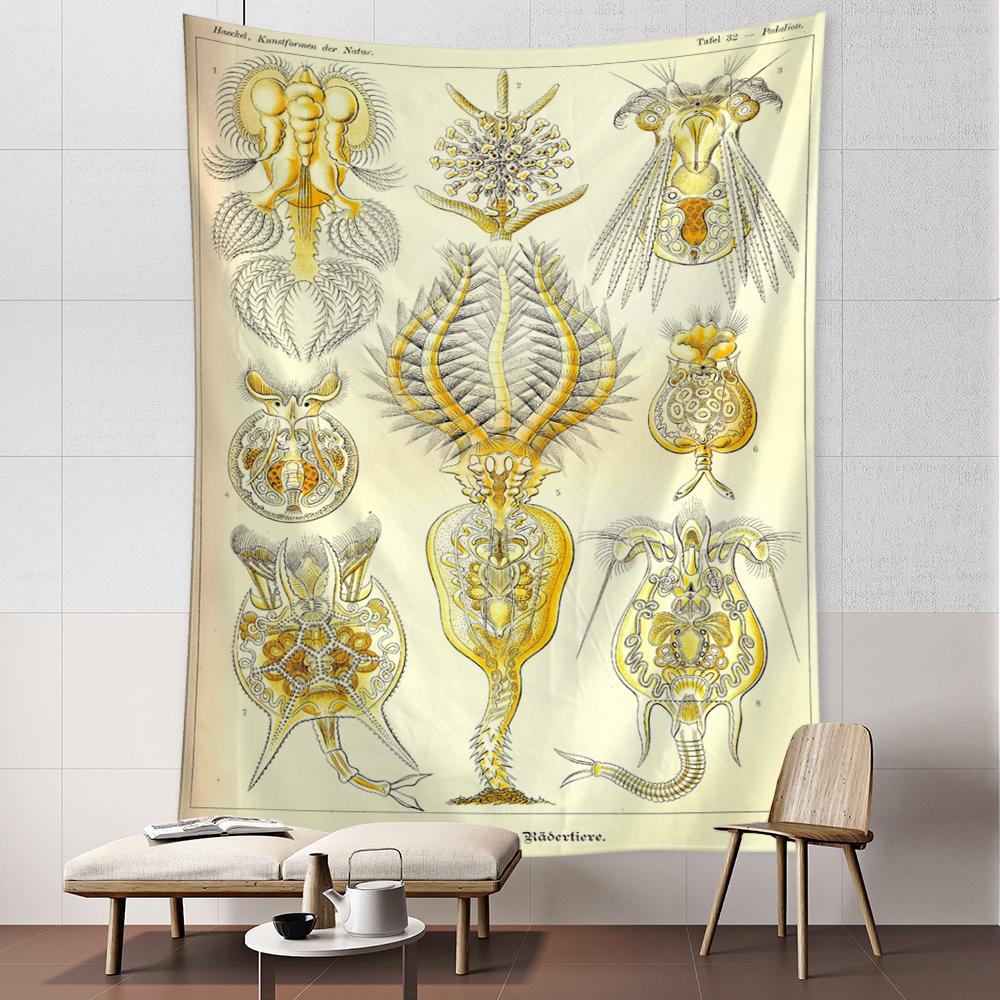 Octopus Jellyfish Classification Map Tapestry Wall Hanging Art Bohemian Style Psychedelic Dormitory Simple Home Decor