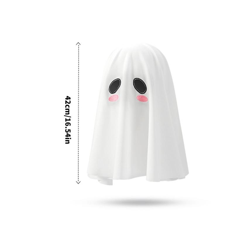 White Phantom Hooded Scarf For Horror Cosplay Stretchy Polyester Fabric Head Cover Ideal For Haunted House Event