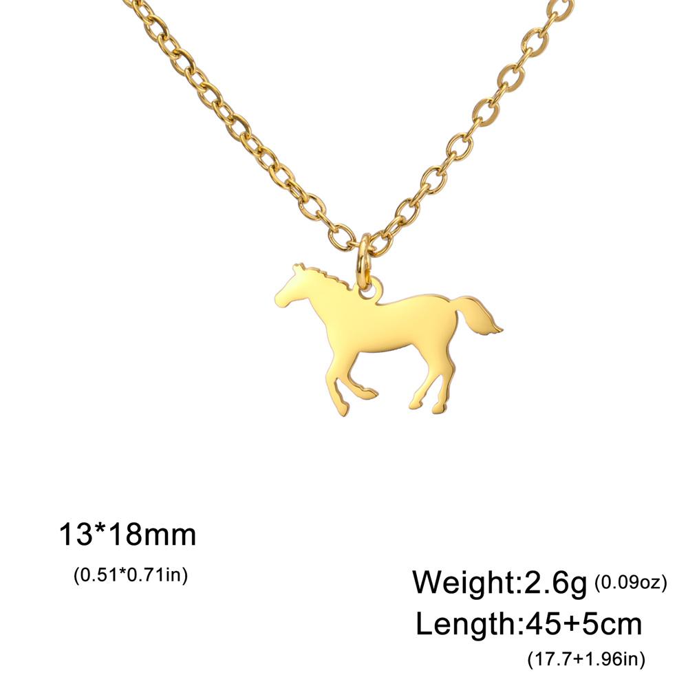 My Shape Horse and Horsehoe Pendant Necklaces for Women Girls Stainless Steel U-Shaped Horse Animal Choker Chain Jewelry Gifts