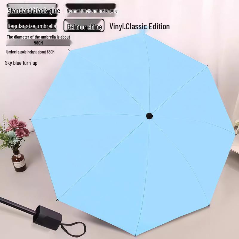 Yu Zhong Dual-Use Large Folding Umbrella for Men & Women, Sun & Rain Protection, Black Glue Shade, Perfect Gift.