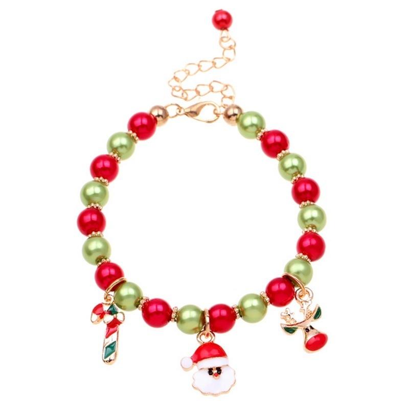 Christmas Natural Stones Colorful Simulated- Beads Charm Bracelets Elastics Rope Bracelets & Bangles