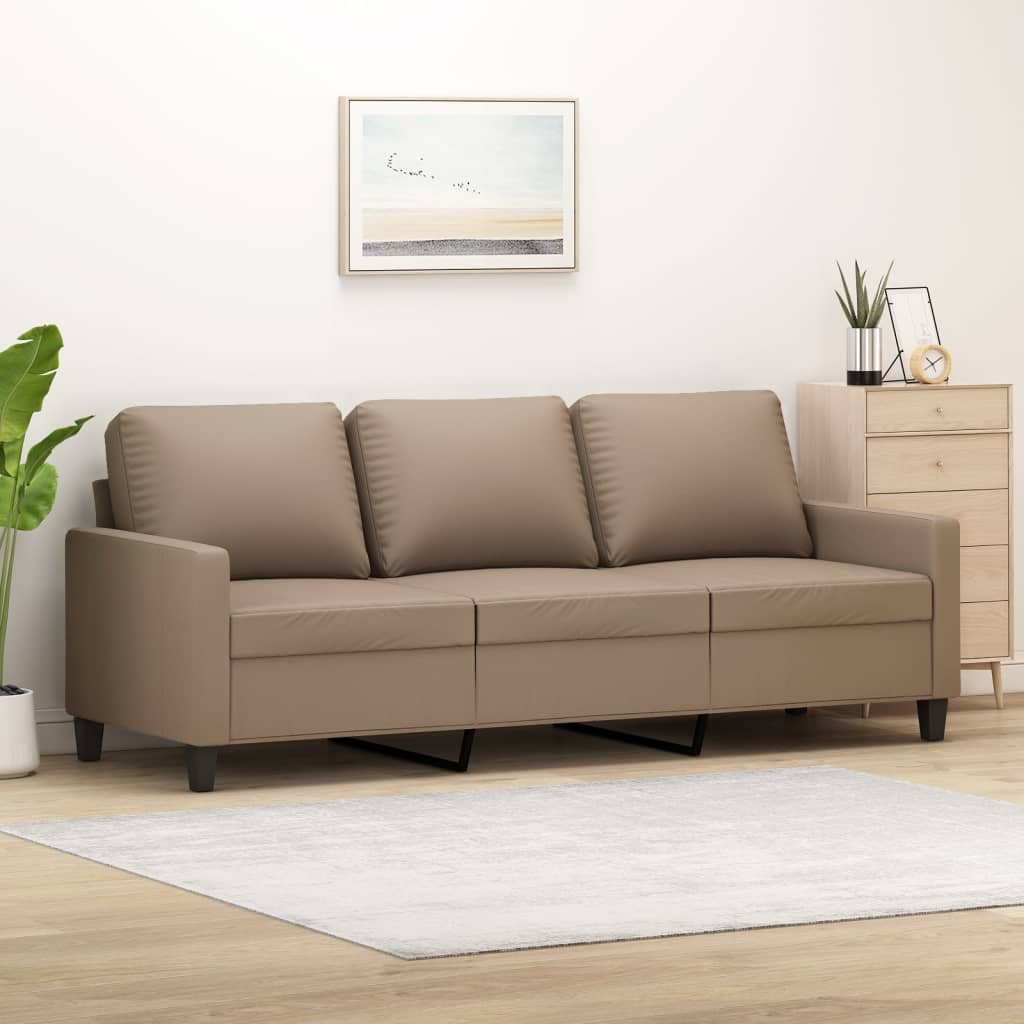 Vidaxl 3-Seater Sofa, Cappuccino, 180 Cm, Faux Leather
