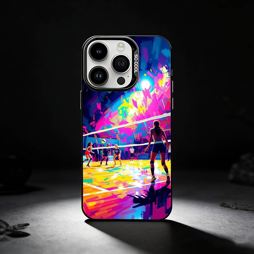 

V-Volleyball P-Painted Phone Case For iPhone 17,16,15,14,13,12,11 Plus,Pro Max,XS,Colored silver phone case iPhone12