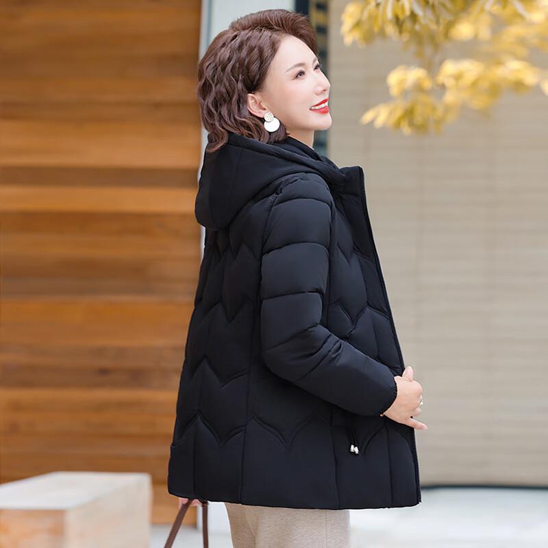 Women's Hooded Thickened Winter Cotton Coat for Mid-Aged & Elderly