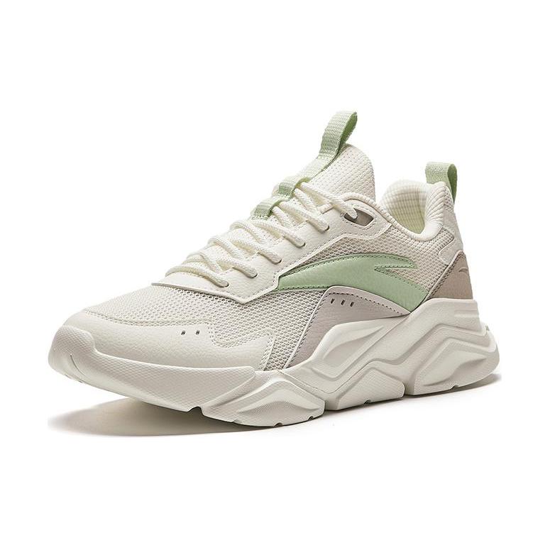New Anta Life Collection Shock Absorbers Slip Resistant Low Top Casual Shoes Women's White Gray Green 922428809-3