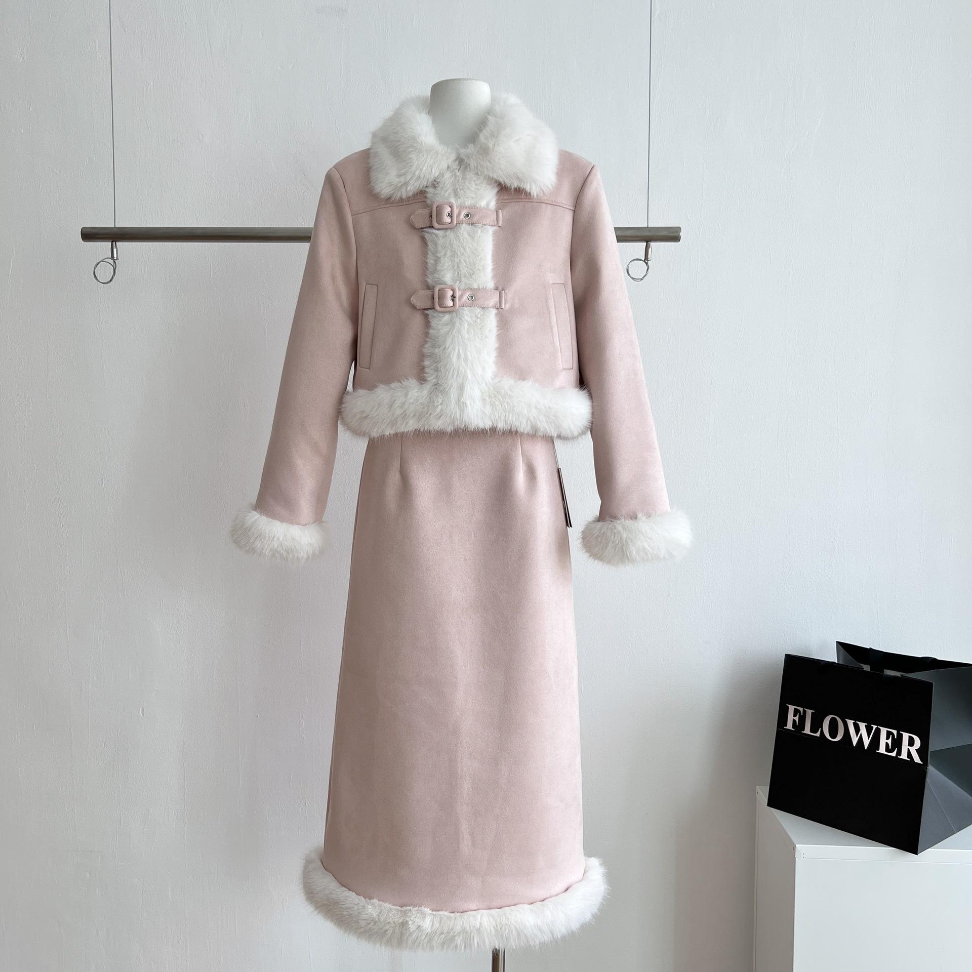 Autumn-Winter Women s Two-Piece Skirt Set: French Rich Girl Korean Drama Outfit, Coco Style Suit. XL