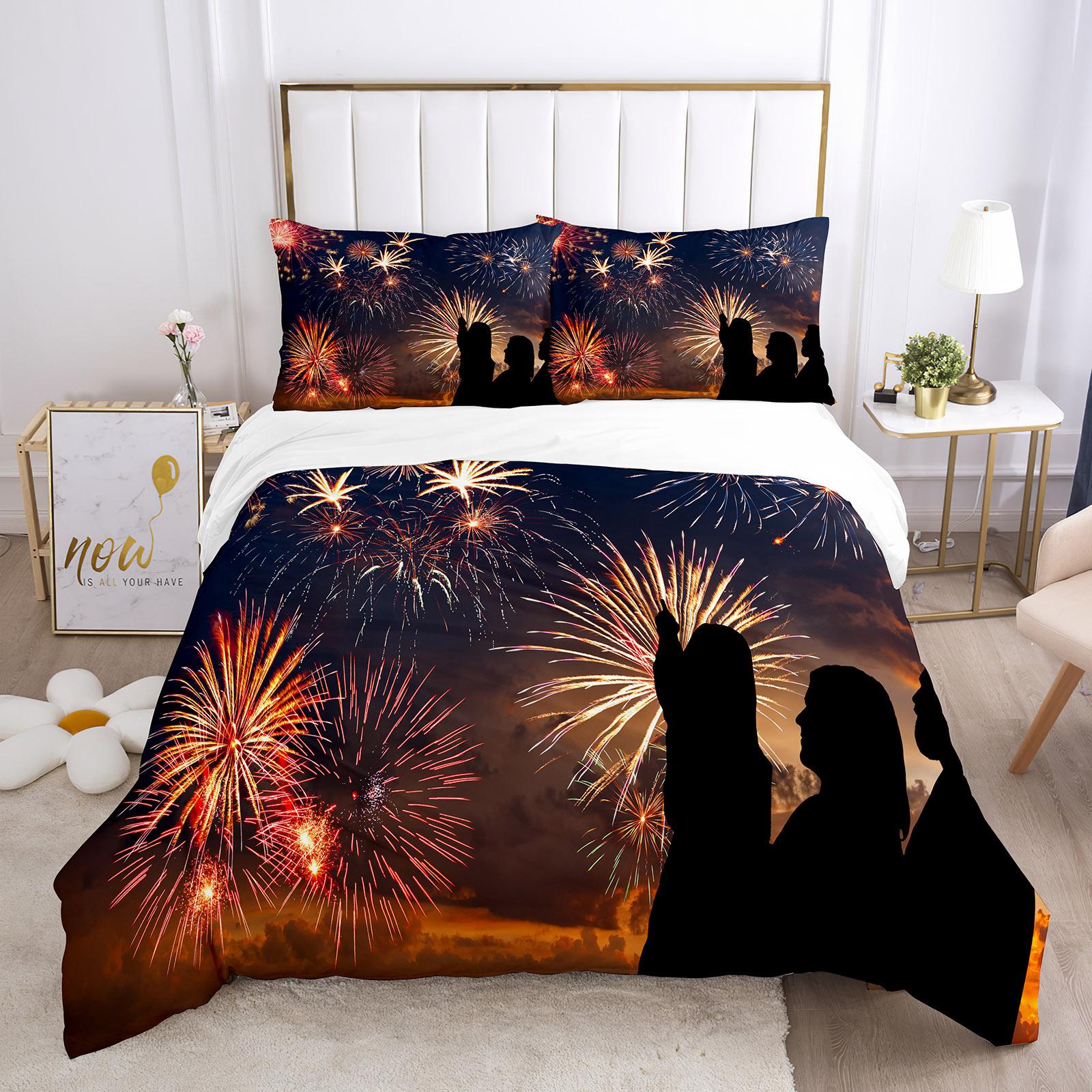 

Пододеяльник Firework Queen Size, комплект постельного белья с разноцветными огнями, микрофибра, тема «Празднование Рождества», мягкий чехол для одеяла (135x200cm)