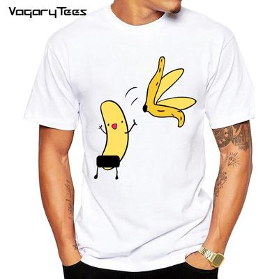 Casual Funny T-Shirt Men Naked Banana Cartoon Print Short Sleeve O-Neck T Shirt Homme Top