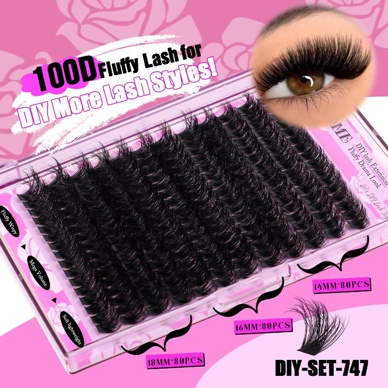 

60-200D Faux Mink Lash Extensions Individual Cluster Lashes 14-18mm Natural Long Black Eyelashes D Curl False Eyelash Makeup 100D