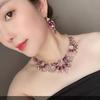 [KK Solis] Flower Motif Gorgeous Necklace & Earrings - Large, Luxurious, High-End Jeweled Accessory for Weddings, Receptions, Parties, Concerts,