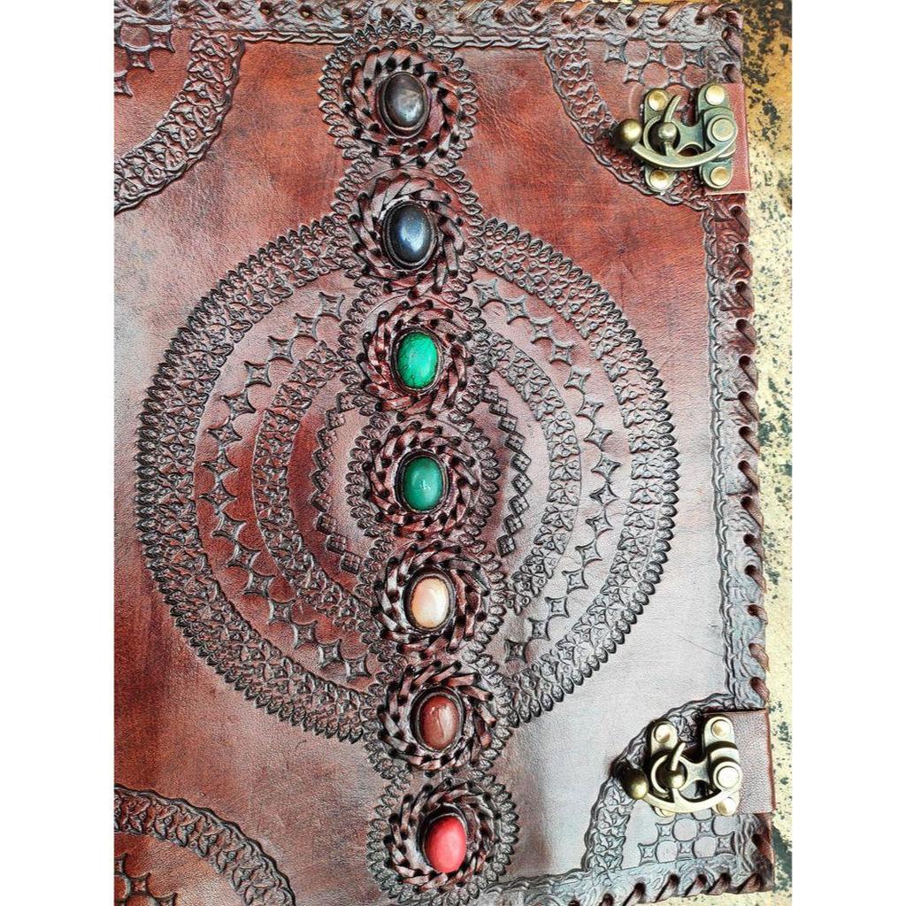 Seven Stone Leather Journal Sketchbook Notebook Diary Travel Journal For Men Women Celtic Grimoire Journal Best Valentine Gifts for Artists