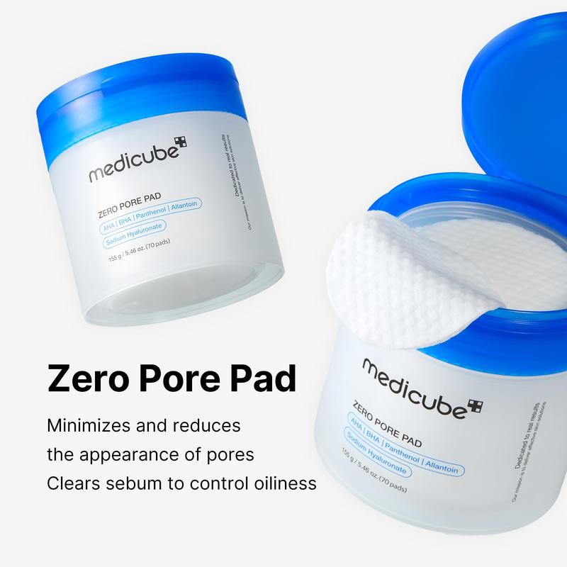 Medicube Zero Pore Pads 2.0, Dual-Textured Facial Toner Pads Ideal for All Skin Types, Korean Skin Care (70 Pads)