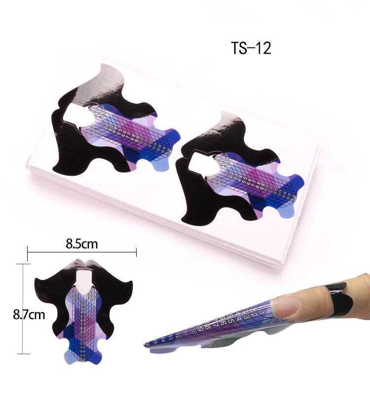 100-Piece French Light Therapy Nail Extension Forms: Butterfly & Horseshoe Designs