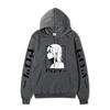 Zero Two Side Profile Anime Hoodie Japanese Letter Print Black Casual Long Sleeve Hooded Sweatshirt Pullover