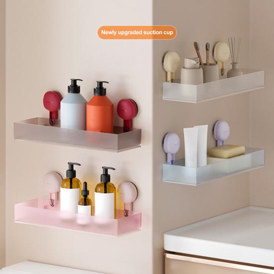 Bathroom Storage Rack Shower Caddy Organizer with Suction Cup Strong Load-bearing Easy To Install Wall Floating Shelf