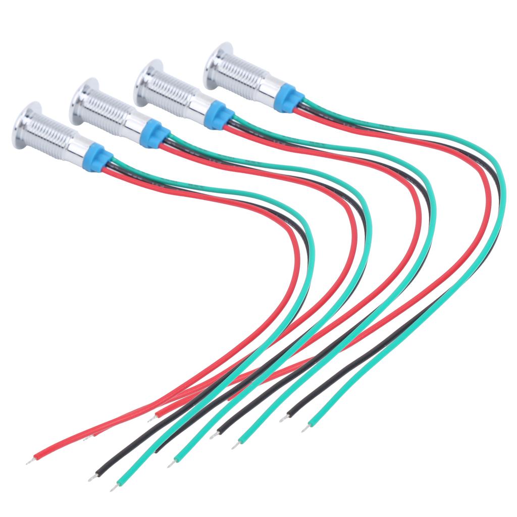 4 Sets PreWired Round LEDs Waterproof 2Color Signal Light Common Anode 8mm 36V(Red and Green )