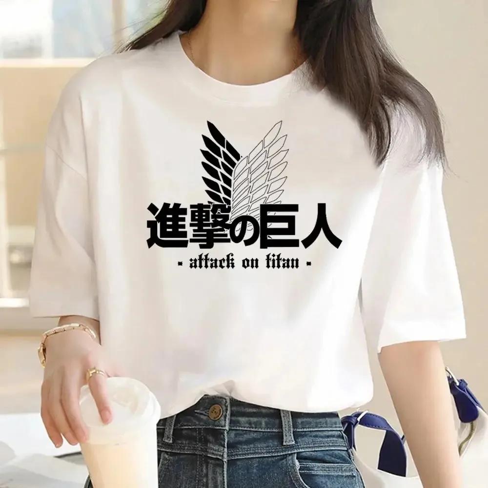 2024 New Anime Attack Titan Graphic Printing Harajuku T-Shirt Casual Fashion Short Sleeve Plus Size T-Shirt Ladies Short Sleeve