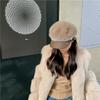 Women's Hats Fall and Winter Plush Flat Top Navy Hat Fashion Versatile Pearl Cap Lace Winter Star Anise Beret