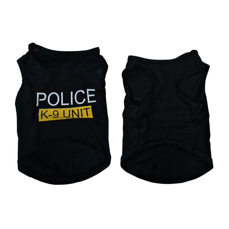 Polices Suit Cosplay Dog Clothes Black Elastic Vest Puppy T-Shirt Coat Accessories Apparel Costumes Pet Clothes For Dogs Cats