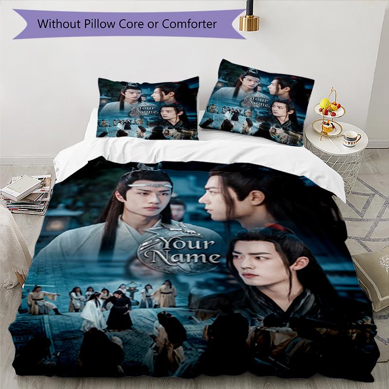 3pcs Custom Name Printed Bedding Set Duvet Cover Closure Includes 1 Duvet Cover & 2 Pillowcases, Soft and Comfortable for All Seasons.