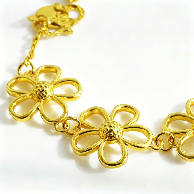 Trendy Flower Link Bracelet For Women Gold Plated Lucky Flowers Bracelet Jewelry Women Elegant Jewelry Gift