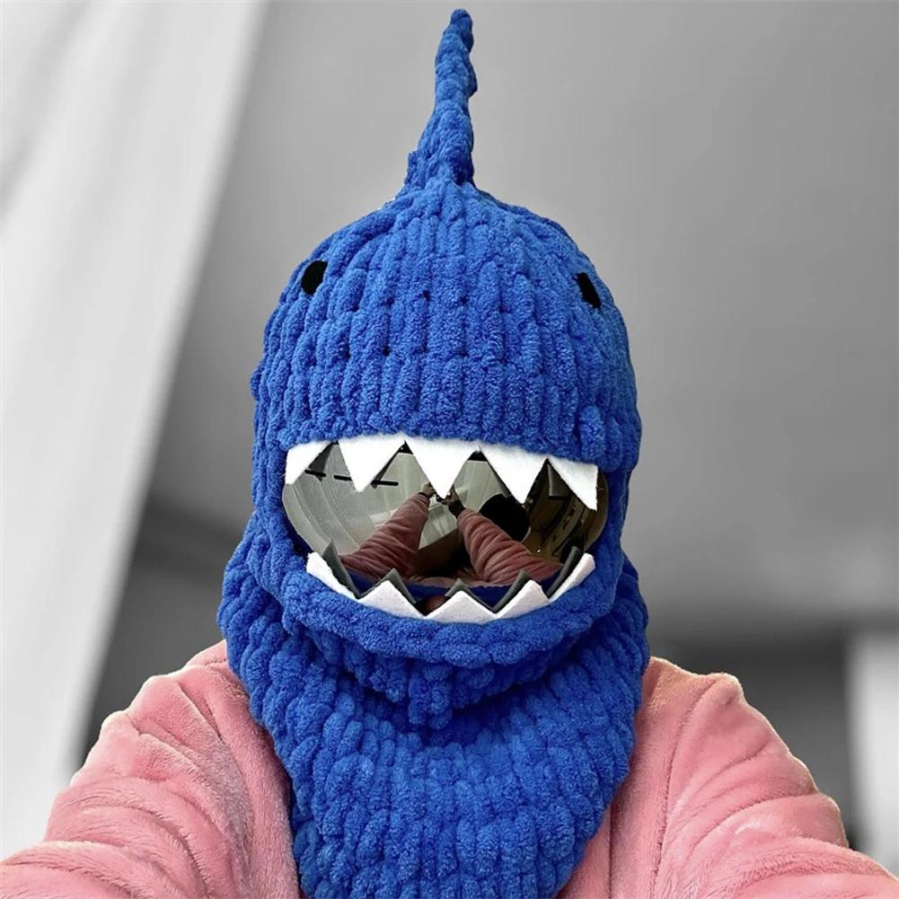 Motorcycle Helmet Cover Cute Cat Ear Helmet Knitted Cover Handmade Thick Velvet Hat Cover for Women Cosplay Styling