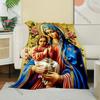 3D Panna Maria Modlící se Křesťanský Bůh Flanelová Umělecká Deka Přehoz na Pohovku Postel Kancelář Čtyři Roční Období Měkká Nadýchaná Prošívaná Deka Flanelový Přehoz