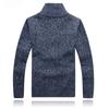 Men's Autumn and Winter Cardigan Zipper Sweater Thickened with Velvet Stand Collar Loose Warm Knit Coat Top