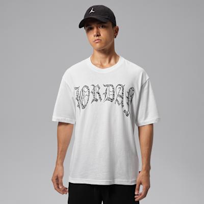 Jordan T Shirts Men s White/Black Crew Neck Moderate M