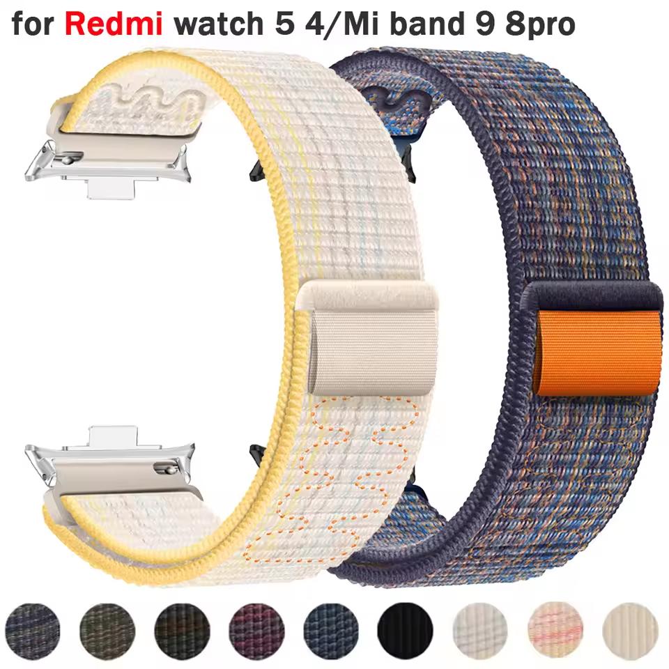 Řemínek pro Redmi Watch 5 Nylonový smyčkový řemínek Náhradní sportovní náramek Pro Redmi Watch 4 Řemínek pro Xiaomi Miband 9Pro 8 Pro