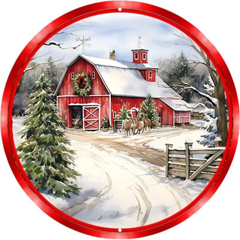 Hexenbesen Halloween Schild, Runde Aluminium Wandplakette 20x20cm