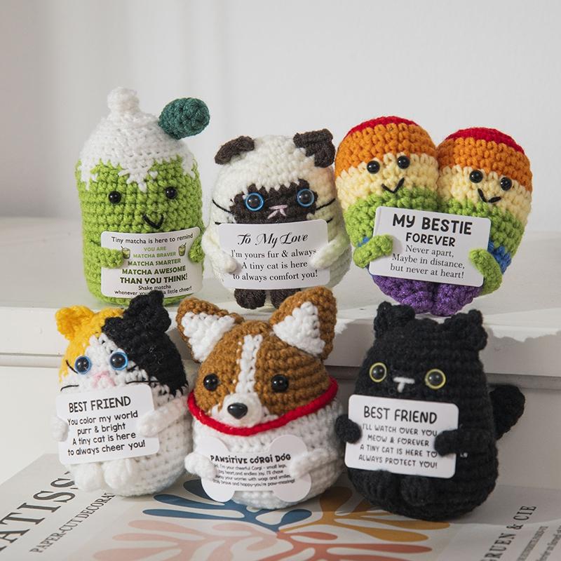 Crochet Positive Energy Doll Pocket Hug Gifts Handmade Knitted Ornament Handmade Doll Valentine's Chrismas Gifts Navidad 2026