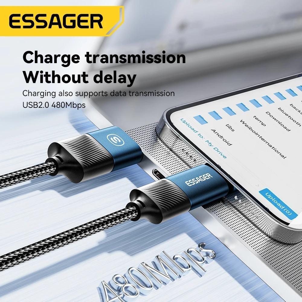 Essager 4-in-1-USB-Kabel Typ C 65 W PD-Schnellladekabel Typ C auf Typ C-Kabel für iPhone 15 14 13 Pro Max iPad HUAWEI Xiaomi