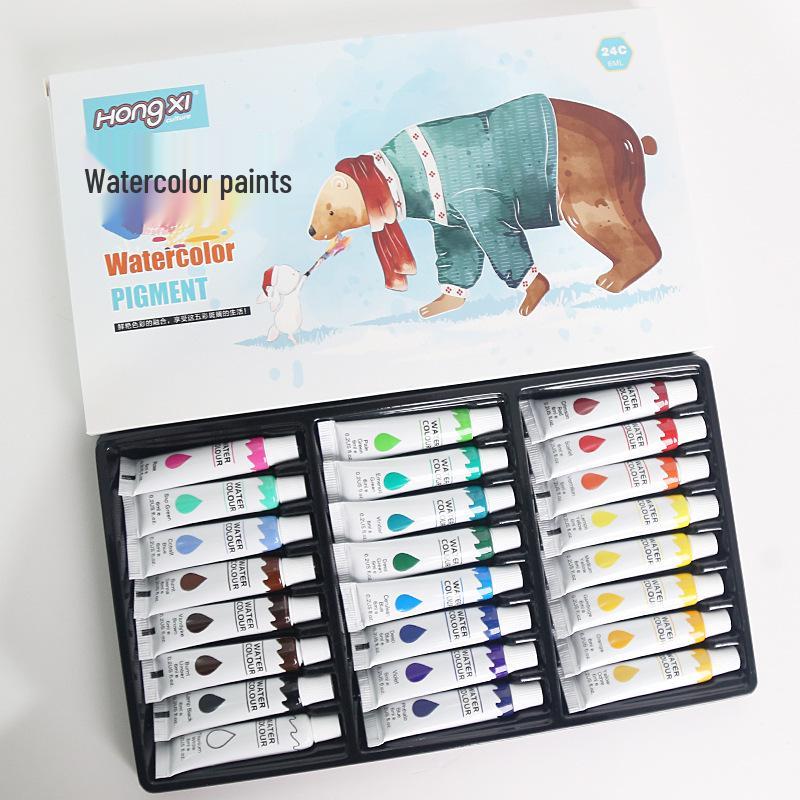 Wasbare Waterverf Set voor Kinderen - 6 ml, 12/18/24 Kleuren, Logo op Maat Beschikbaar