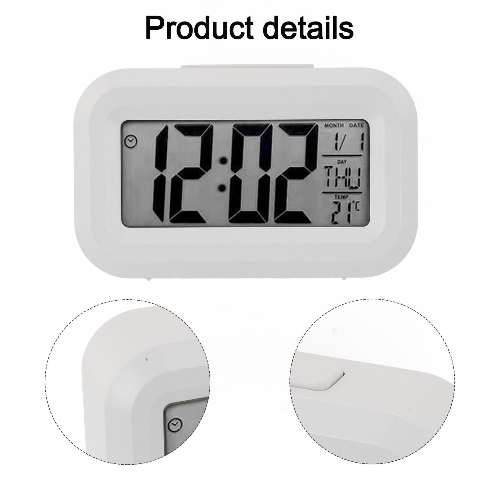 

Цифровой будильник с дисплеем даты и температуры для дома/офиса белый