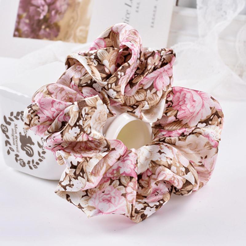 

Vintage Floral Silk Satin Scrunchies Retro Blossom Hair Ties Accessories Highly Elastic Hair Bands Women Girls Gift 9