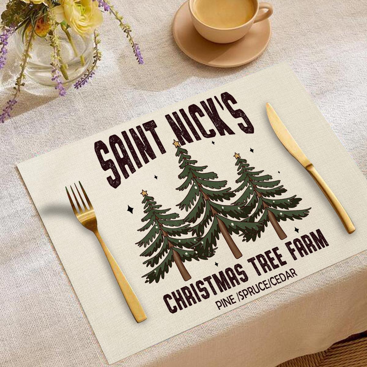 

Christmas Placemat Reindeer Snowman Print Heat-Resistant Table Mats Fall Winter Decorative Dining Placemats 45x30cm 1pc