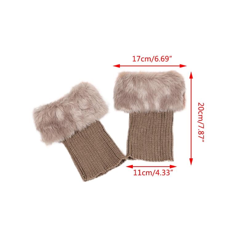 Short Women Boot Cuffs Socks Topper Gaiters with Plush Trim Winter Ribbed Knitted Solid Color Elastic Leg Warmers Gifts