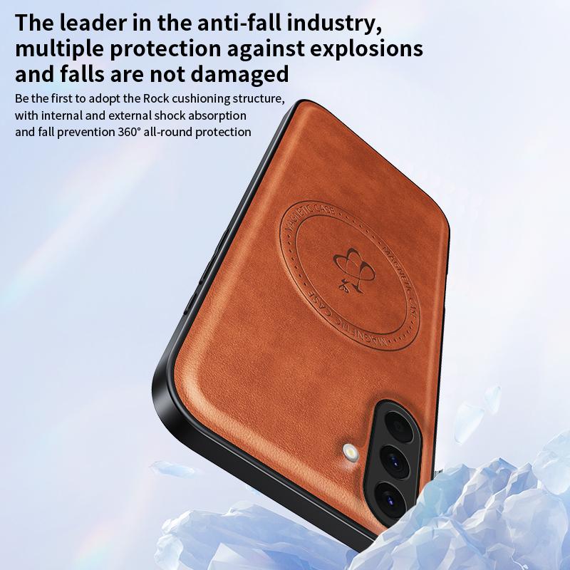 PU Leather Wireless Charging Magnetic Case for Samsung Galaxy A56 A36 A26 A16 5G A55 A35 Protective Cover Hard Back Shell Coque