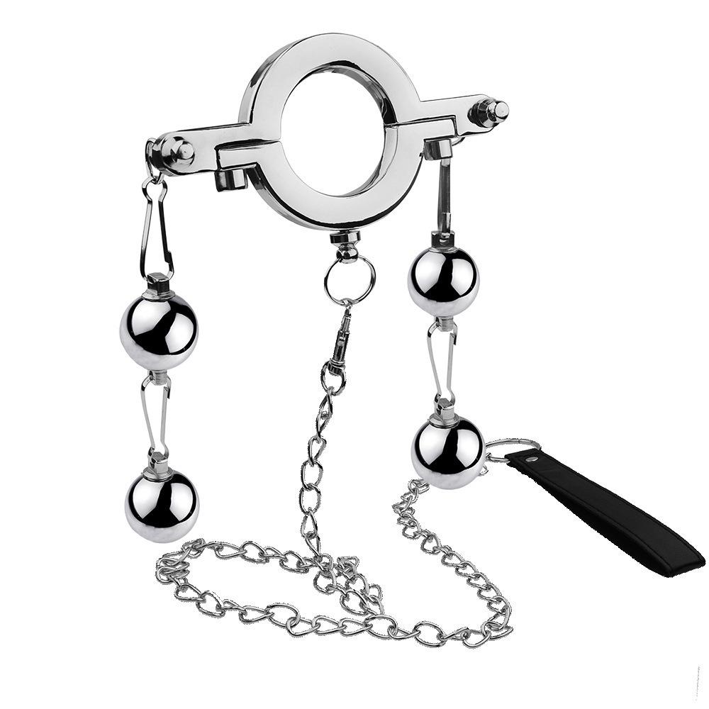 Gay Adult Supplies Metal Toys Horseshoe Ring Penis Ring Weight Bearing Ball Exercise SM Hanging Ball Penis Ring Gravitational Ball