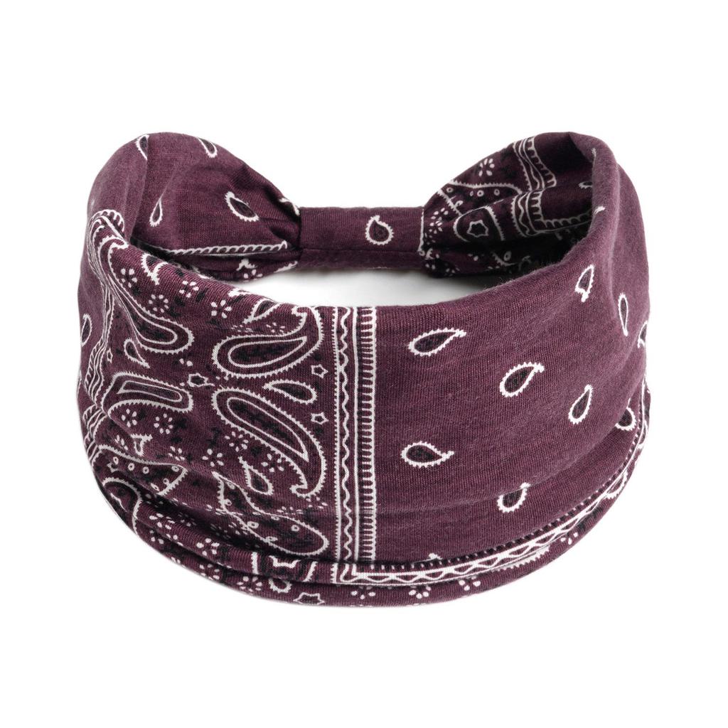 Bandeau large rétro à motif cachemire pour femmes - Bandeau de sport élastique coloré pour yoga