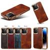 High-End Business Retro Ölwachs Erste Schicht Leder Schlüsselfertige Galvanik-Hülle Für Iphone 16 15 14 Plus 13 12 Pro Max Hüllen