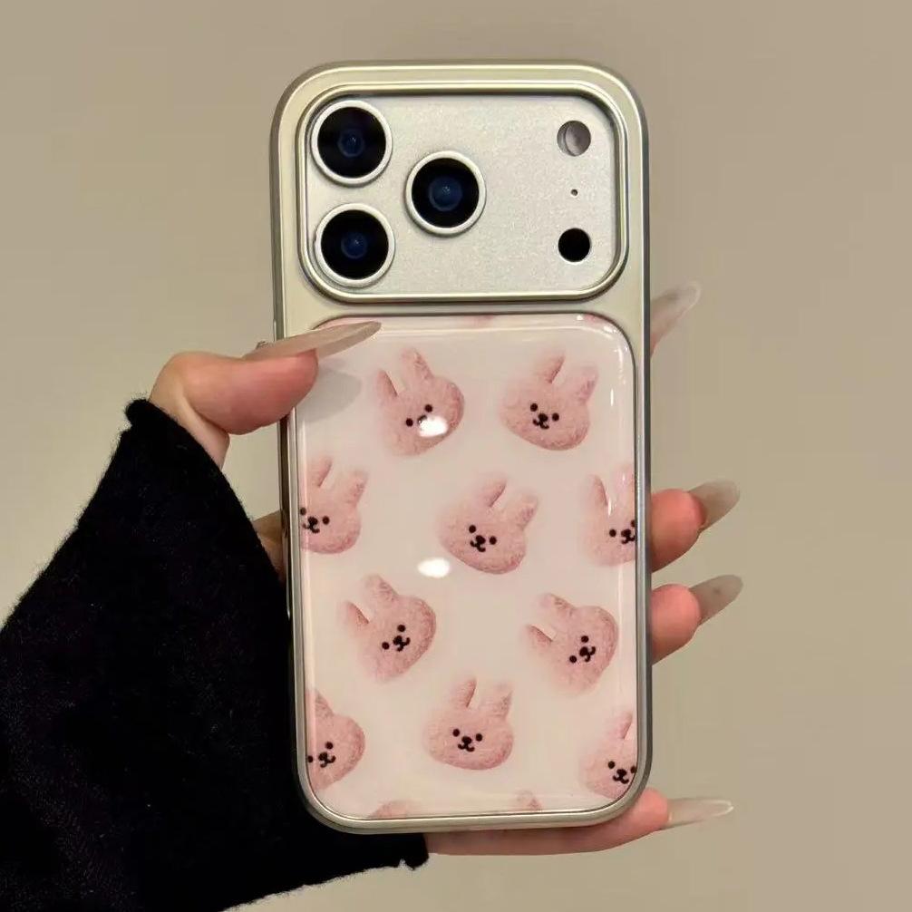 Girl pink rabbit applies to Apple iPhone17Promax mobile phone case 16 Epoxy water condensation 15 hand rope 14 cute
