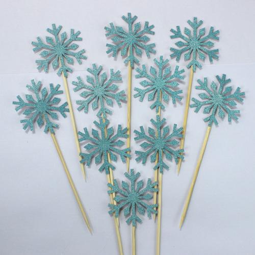 10pc/set Wholesale Snowflake Cupcake Toppers Baby Girl Frozen Birthday Party Decoration Kids Christmas Cake Supplies Accessories
