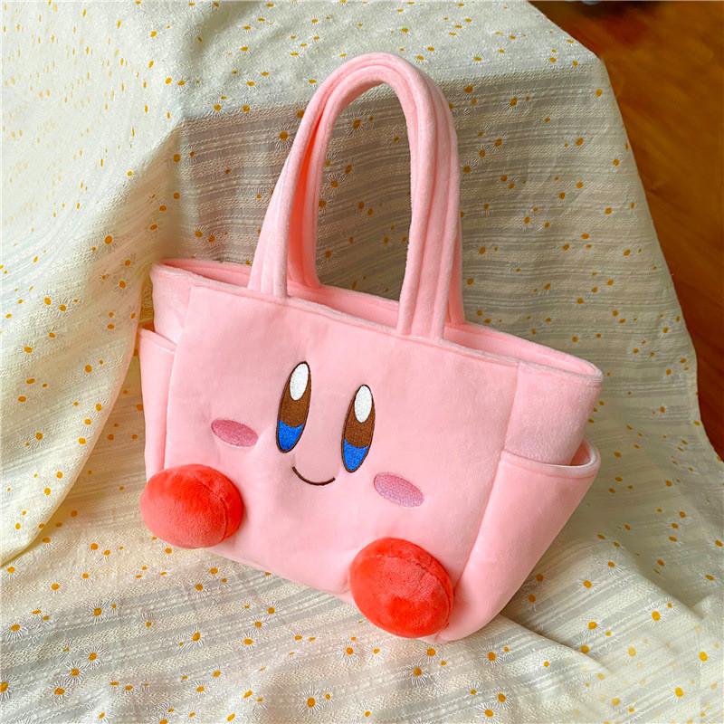 Borsa a Mano Cartone Animato Peluche Kirby con Chiusura a Zip per Uso Quotidiano