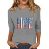 Women's Print Round Neck Top With Three Quarter Sleeves T-Shirt Three Quarter Sleeves T-Shirt
