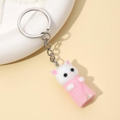 Resin Flocking Cute Three-dimensional Cat Keychain Pendant Car Key Chain Pendant Bag Pendant