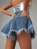 2025 Summer High-Waist A-Line Raw Edge Denim Shorts for Women
