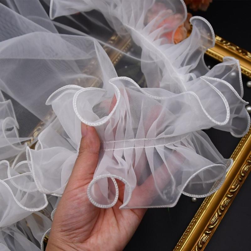 Wedding Veil Ruffled Stylish Falbala Long Veil Bride Hair Accessoies White